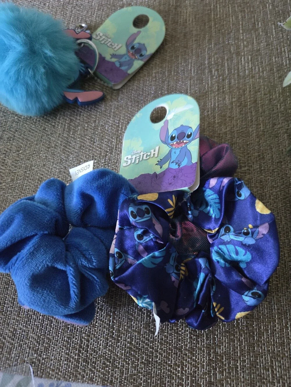 Stitch Kids Blue Pom Keychain, Hair Accessory And Necklace Set.